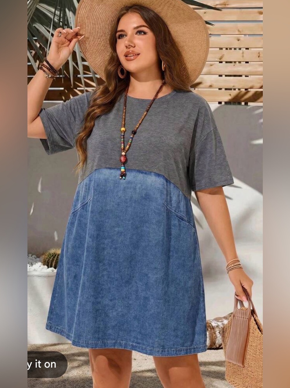 & Other Stories Two-Tone Gray and Blue Denim-Style Tunic